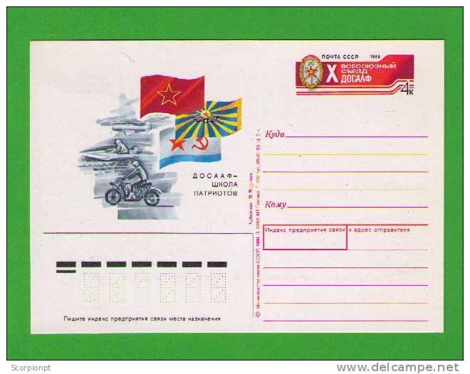 Transports Motos Motorbikes Postal Stationery Entier Postale URSS Ships Aviation Flags 1988 Sp963 - Motorbikes