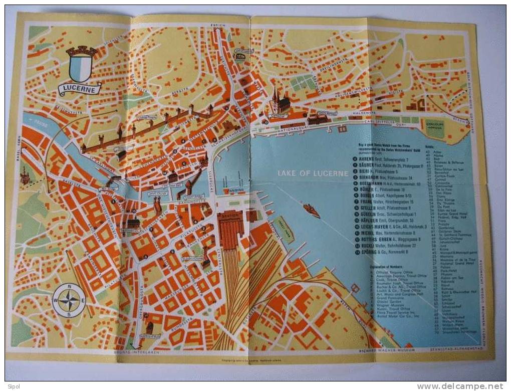 Map Of Lucerne  41 X 30 Cm - BE Année 1940?? - Zwitserland