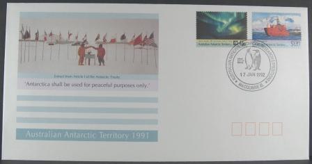 Australian Antarctic Territory 1991 Treaty 30th Anniversary FDC Macquarie Island - FDC