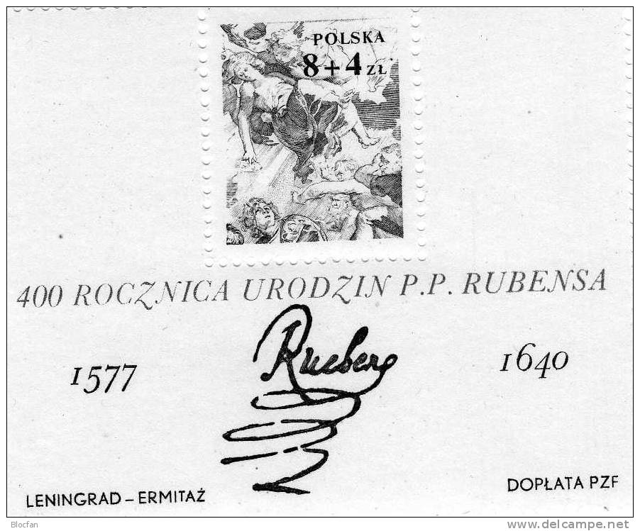 400.Geburtstag Rubens 1977 Aquarell Heilige Stephan Polen 2501 Plus Block 67 ** 4€ M/s Painting Bloc Art Sheet Bf Polska - Blocs & Hojas