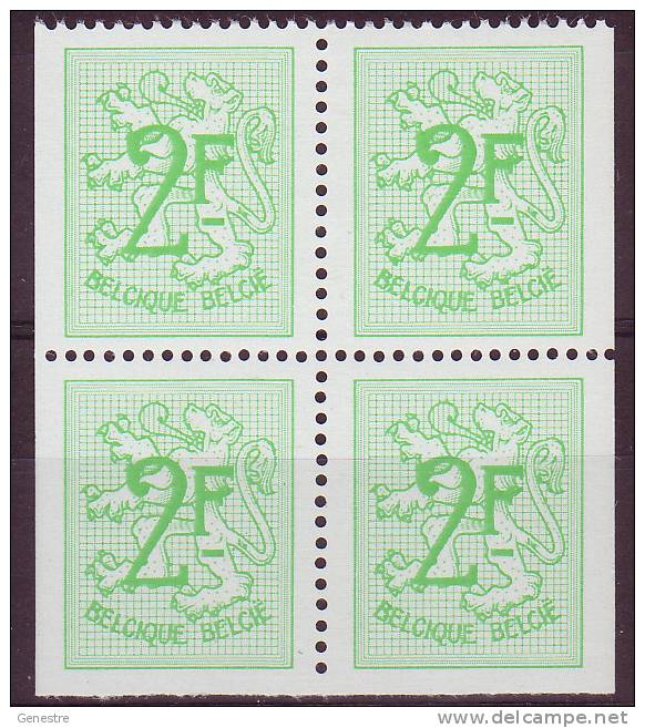 Belgique - 1972 - COB 1657d + E Ou 1657f + G ** (MNH) - Bloc De 4 ND à Gauche Et à Droite Et En-dessous - 1951-1975 León Heráldico