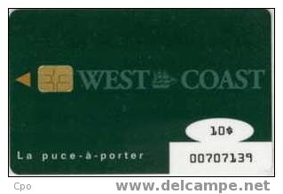 # Carte A Puce Fidelite West Coast $10 Verte  - Tres Bon Etat - - Treuekarten