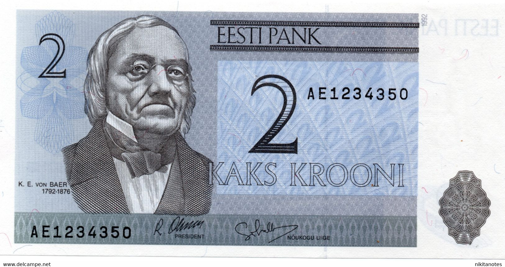 Estonia UNC 2 Kroon Banknote   ESTONIA EESTI 2 KROONI 1992 - Estonia