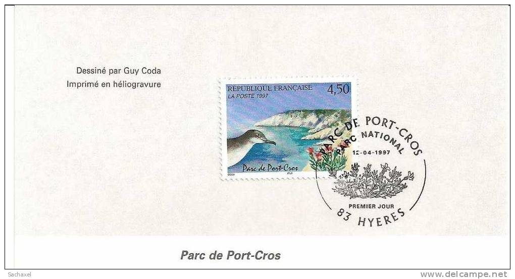 1997 Fr.  N° 3057  (obl). PARC De PORT-CROS. TETE De PUFFIN Et Lavande Maritime. - Documents Of Postal Services