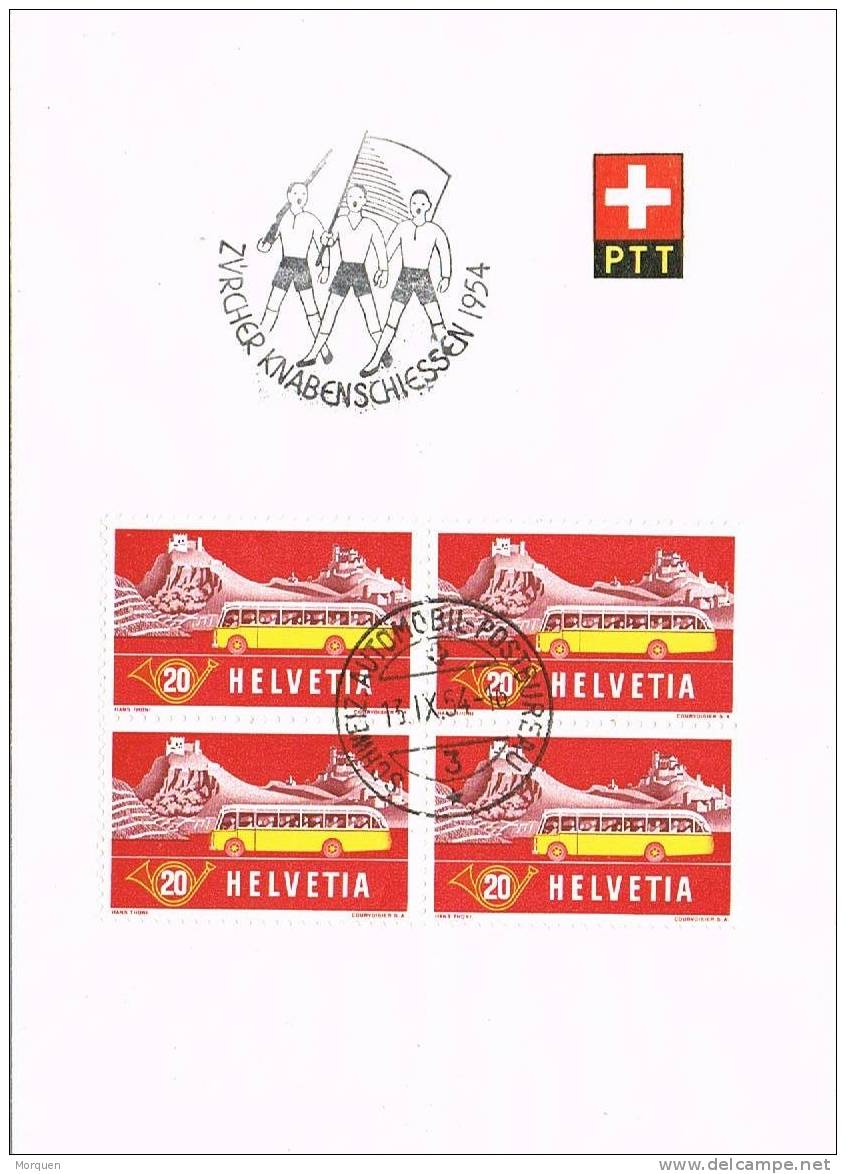 Tarjeta P.T.T. Suiza Automobil Post Bureau 1954 - Cartas & Documentos
