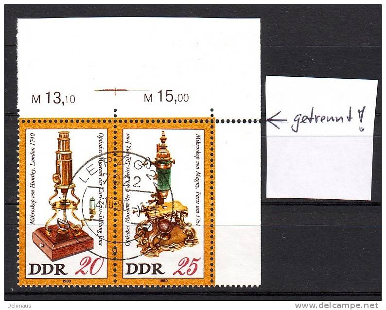 DDR Zusammendruck W Zd459 Perfekter Tagesstempel Leipzig Carl-Zeiss Mikroskop Jena - Se-Tenant