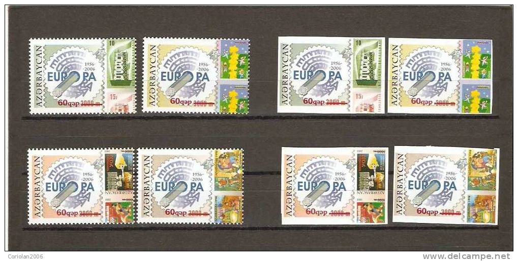 Azerbaidjan 2006 / 50 Years Europa / Set 4 Val Perf + 4 Val 5 Imperf. (OVERPRINT) - 2006