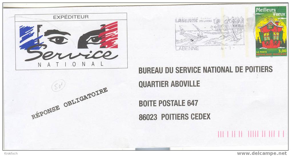 PAP Service National - BSN Poitiers - Meilleurs Voeux - Oblitéré - Prêts-à-poster:Stamped On Demand & Semi-official Overprinting (1995-...)