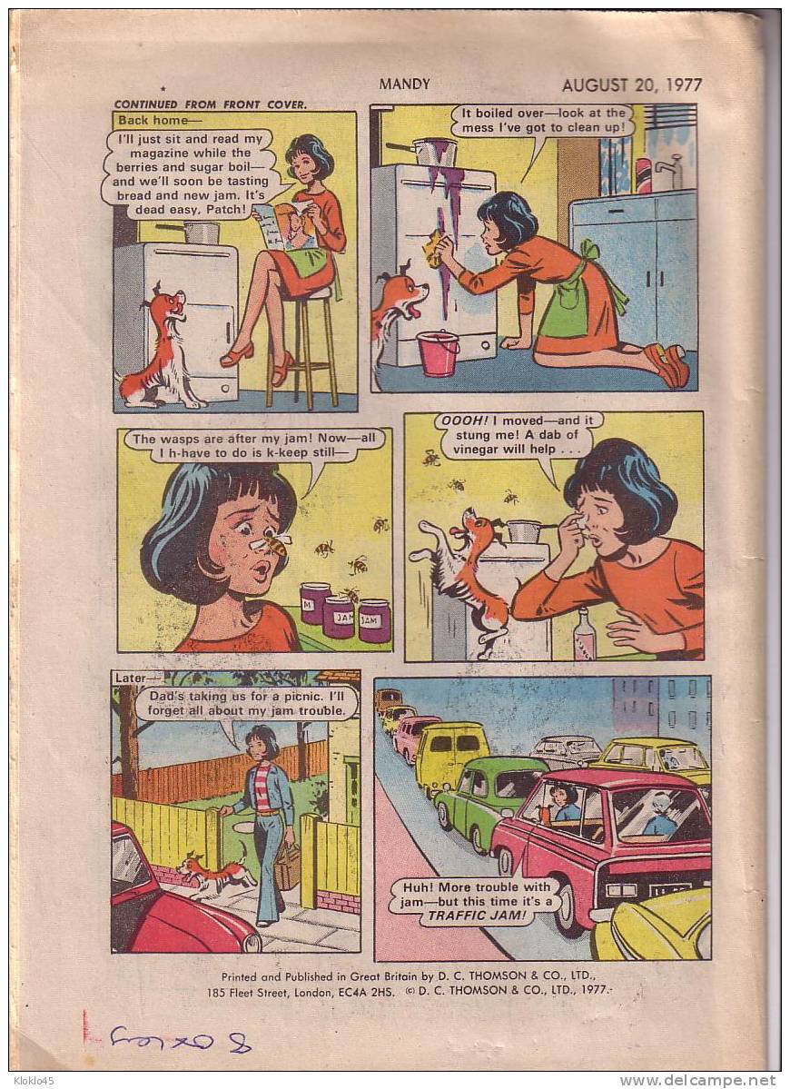 Revue Jeunesse Genre BD - Mandy -- 20 August 1977 N° 553- THOMSON &CO LTD - Fumetti  Britannici