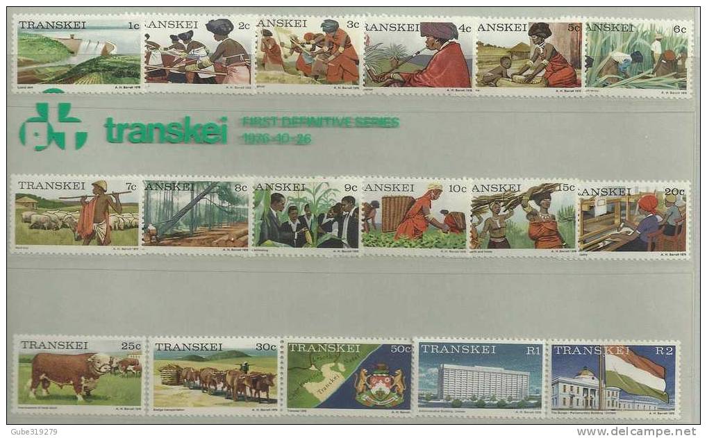 TRANSKEI - OCT 26,1976 PRESENTATION PACK FIRST DEF.SERIES 1 EACH CENTS:1-2-3-4-5-6-7-8-9-10-15-20-25-30-50+R1-R2 - Transkei