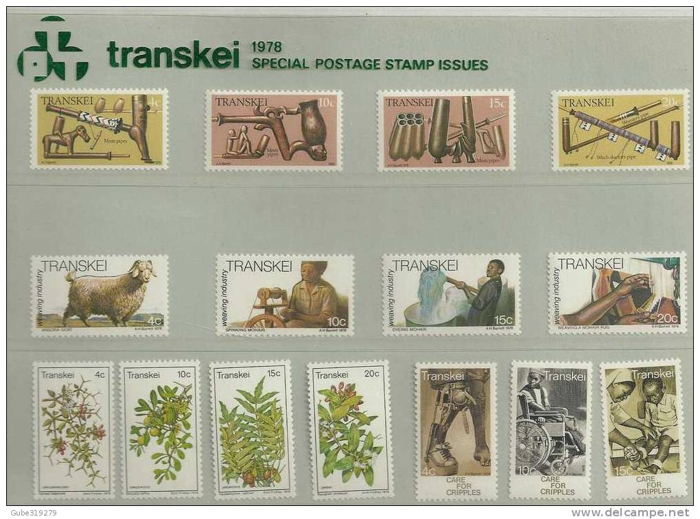 TRANSKEI -1978 - PRESENTATION PACK SPECIAL POSTAGE STAMP ISSUE 1 EACH CENTS:4-10-15; 20;4-10-15-20; 4-10-15-20; 4-10-15 - Transkei