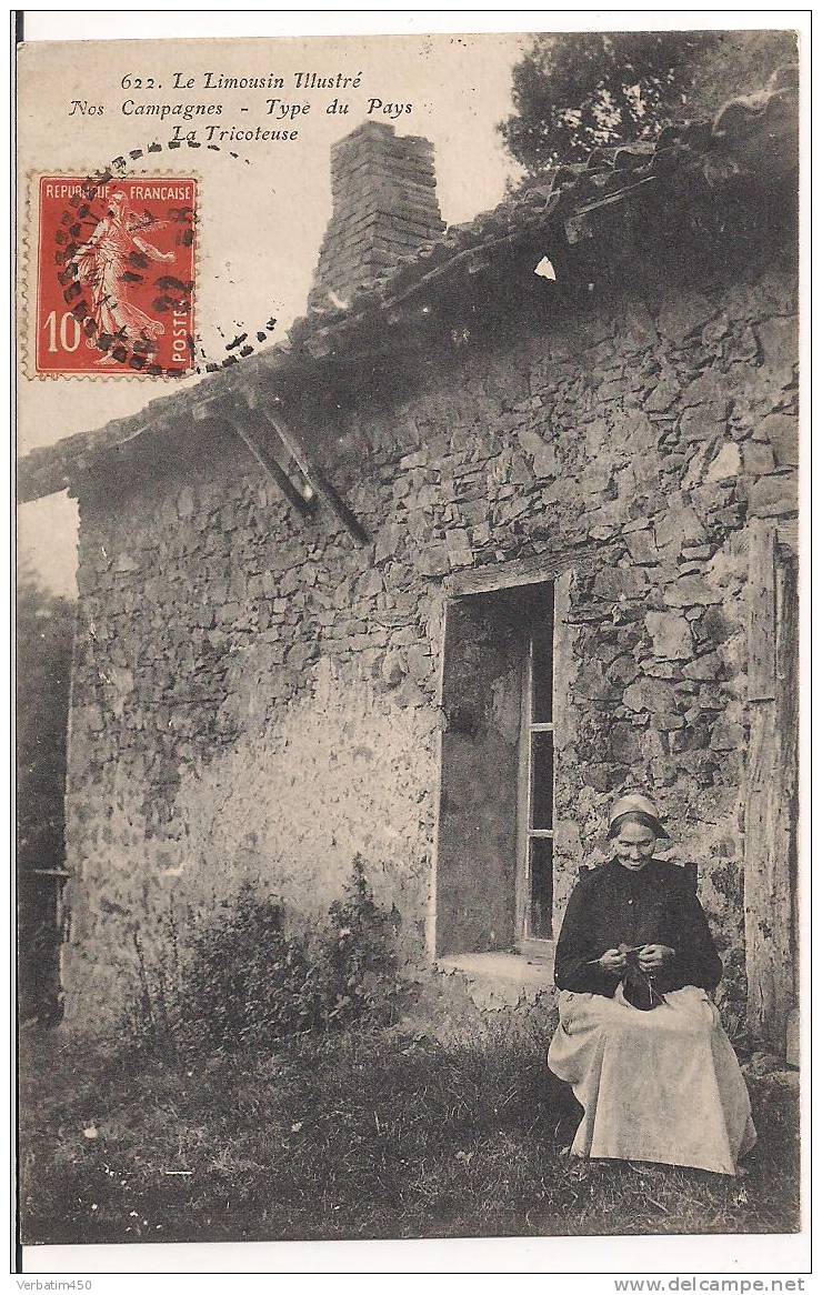 LIMOUSIN..NOS CAMPAGNES..TYPES DE PAYS..LA TRICOTEUSE....1919 - Limousin