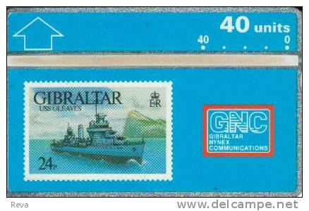 GIBRALTAR 50 U  WARSHIP  USS GLEAVES ON STAMP ON CARD  MINT  L & G  CODE: 306A READ DESCRIPTION !! - Gibilterra