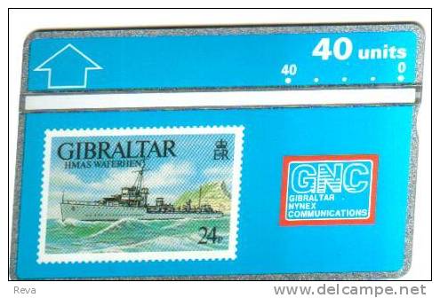 GIBRALTAR 40 U  WARSHIP HMAS WATERHEN ON LOAN TO AUSTRALIA ON STAMP ON CARD  MINT  L & G  CODE: 306A READ DESCRIPTION !! - Gibraltar