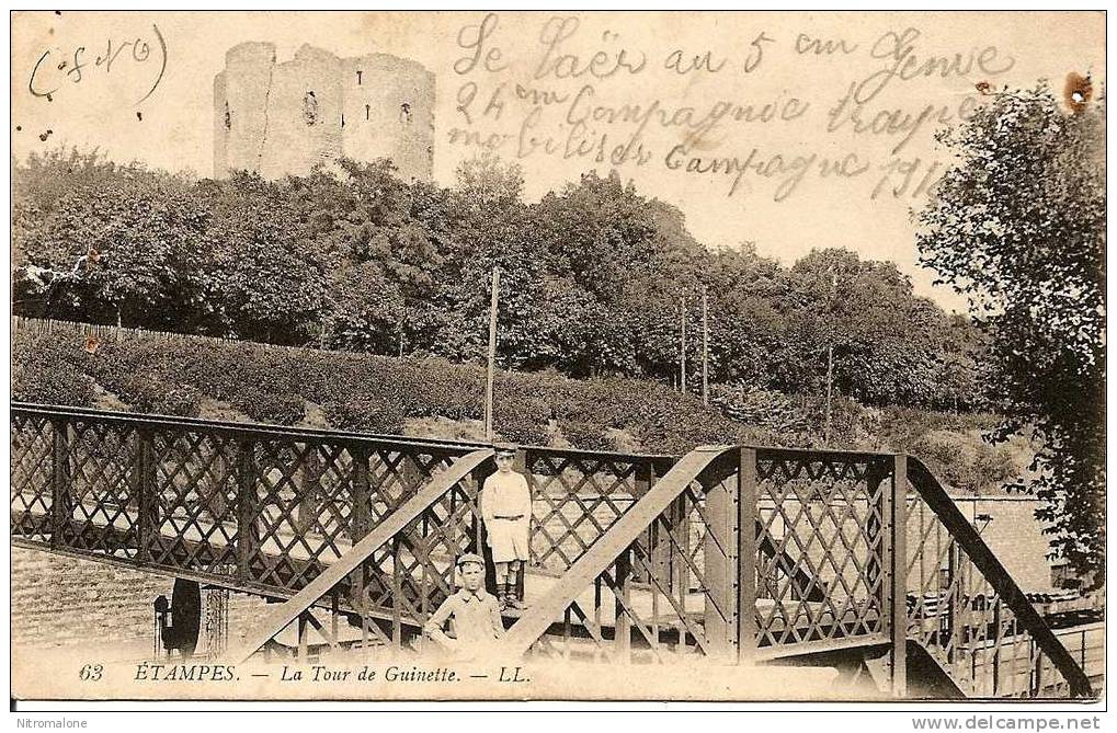 CPA - ETAMPES - La Tour De Guinette - Animé - Deux Enfants Sur Le Pont De Fer - Etampes