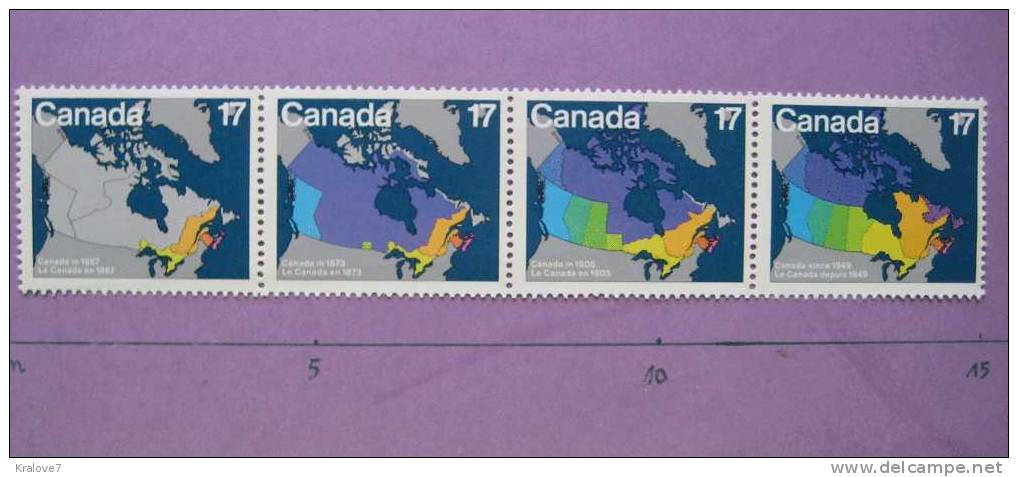 CANADA 1981 STRIP MAKING A COUNTRY LA CONQUETE DU CANADA MNH 4 TIMBRES NEUF - Unused Stamps