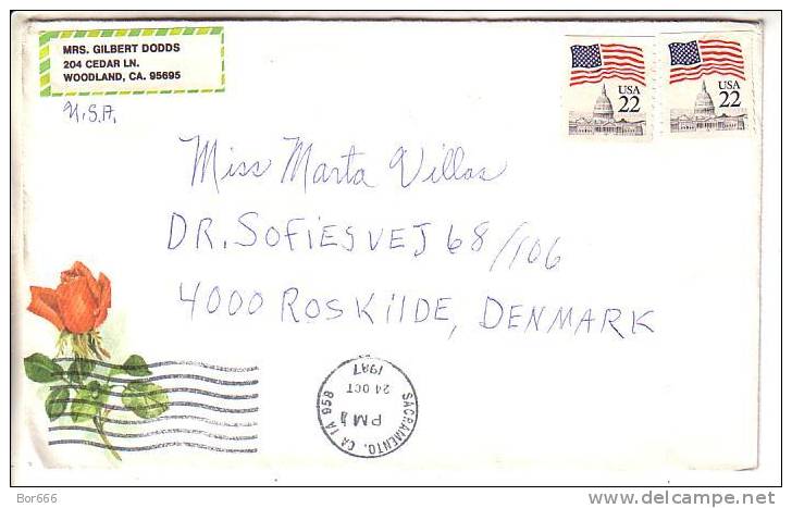 GOOD USA Postal Cover To ESTONIA 1987 - Good Stamped: Flag - Briefe U. Dokumente