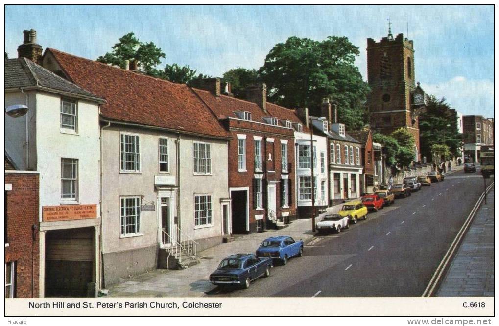 6250     Regno   Unito  North  Hill  And  St.  Peter"s  Parish  Church,   Colchester    NV   (scritta) - Colchester