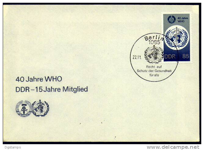 Alemania DDR 1988 FDC YT2820 Aniversario 40º De La Organización Mundial De La Salud. Emblema. - OMS
