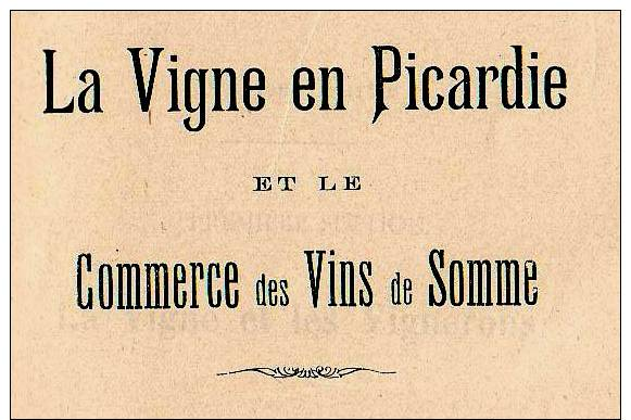 Duchaussoy LA VIGNE EN PICARDIE ET LE COMMERCE DES VINS DE SOMME  Ed. Société Des Antiquaires De Picardie 1928 - Picardie - Nord-Pas-de-Calais