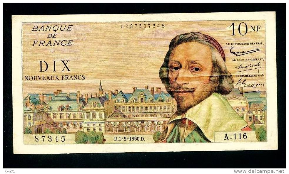 10 Nouveaux Francs  "Richelieu"  TTB+  1/ 9 / 1960 - 10 NF 1959-1963 ''Richelieu''