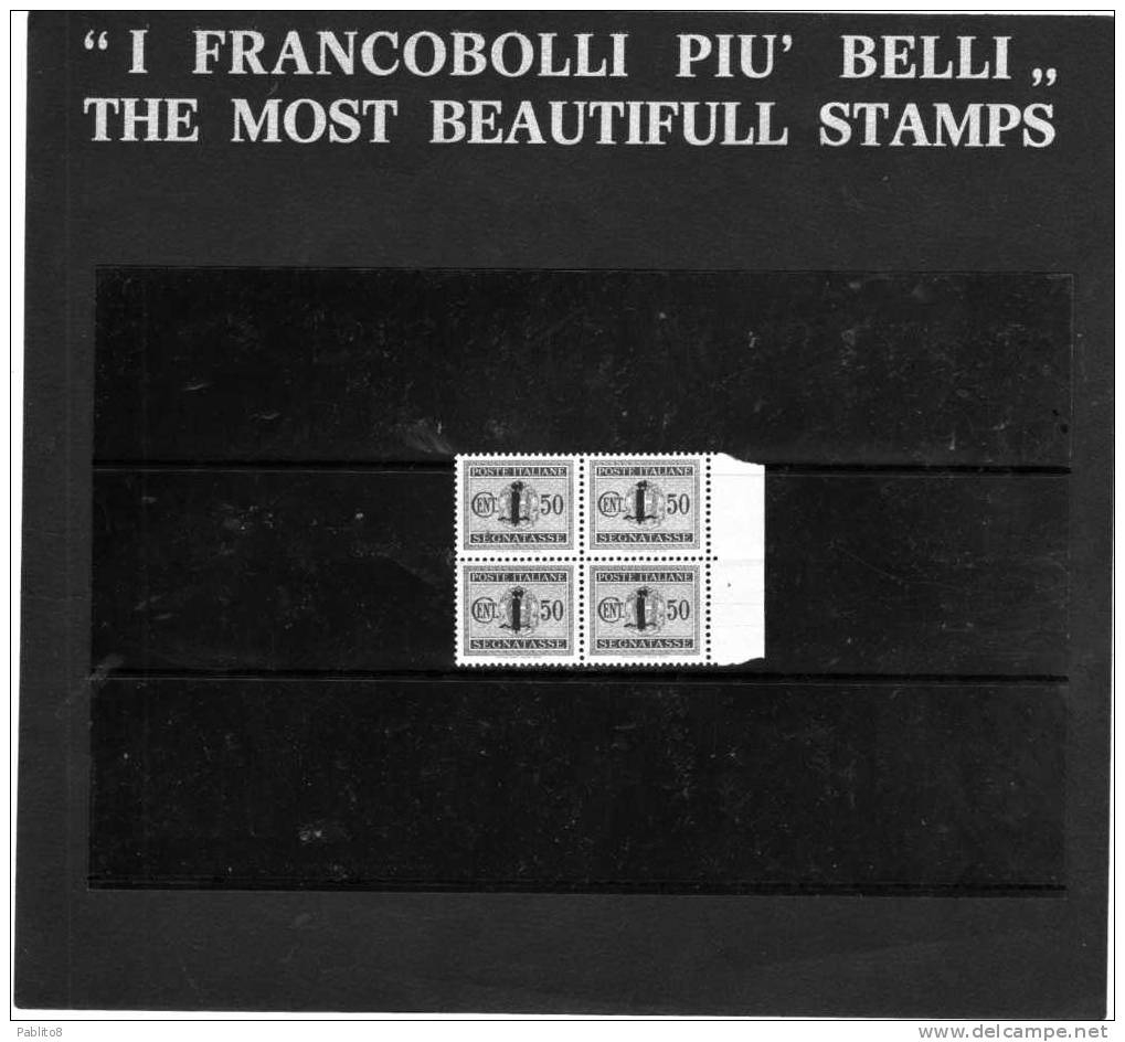 ITALIA REGNO  ITALY KINGDOM 1944 REPUBBLICA SOCIALE ITALIANA RSI SEGNATASSE FASCIO MNH CENT. 50 QUARTINA - Postage Due