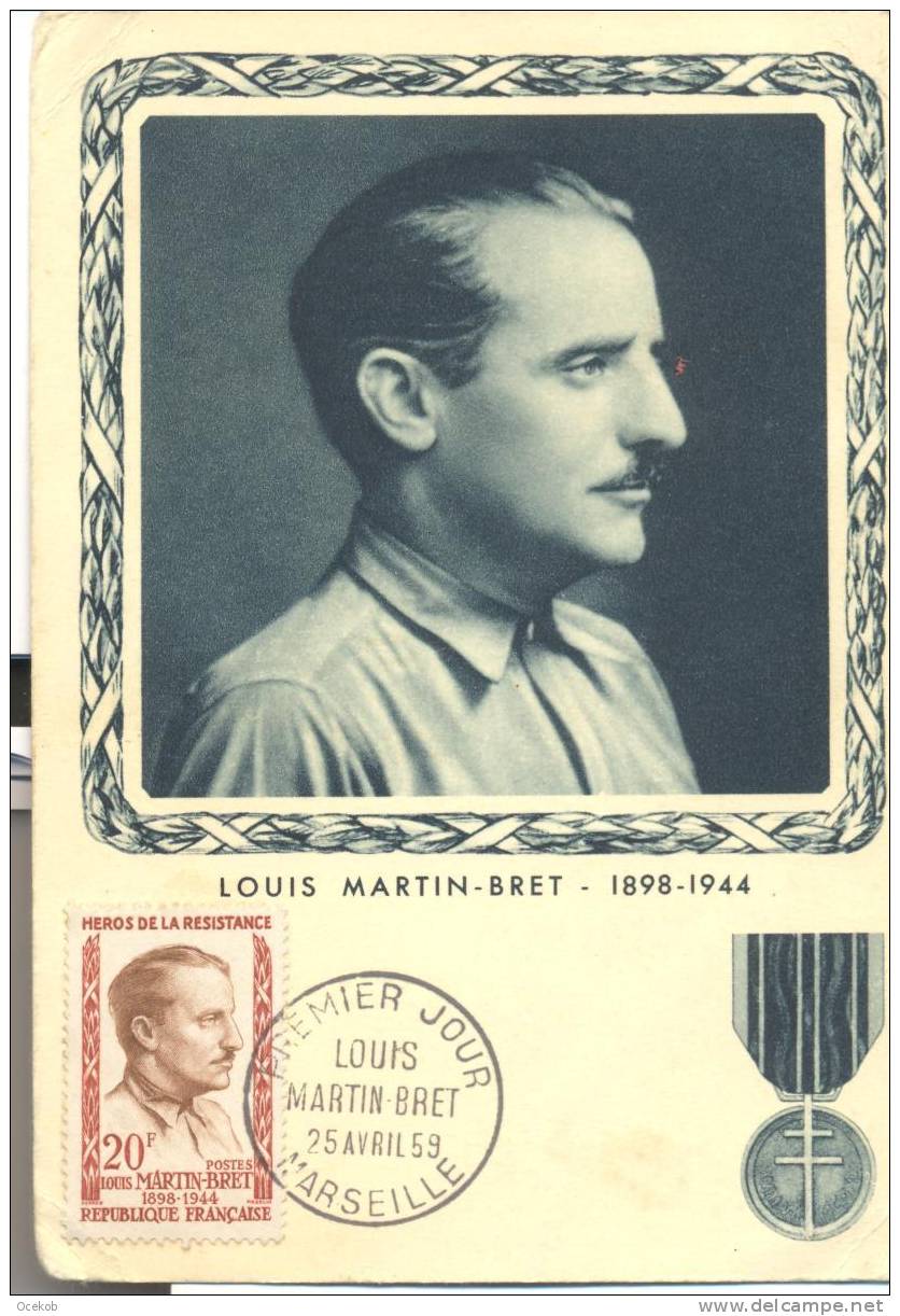 TIMBRE PREMIER JOUR  Louis Martin-Bret 1898-1944    25/04/1959 - 1953-1960