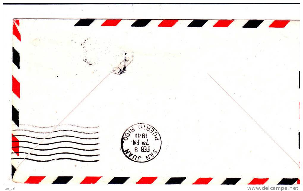 T Pa Yv.2-6 LISBOA 6 FEV 41 S/L.1er VOL LISBONNE à SAN Juan(Porto Rico).TB - Cartas & Documentos