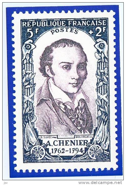 Carte Postale Représentation De Timbre. André Chenier 1762-1794. - Histoire