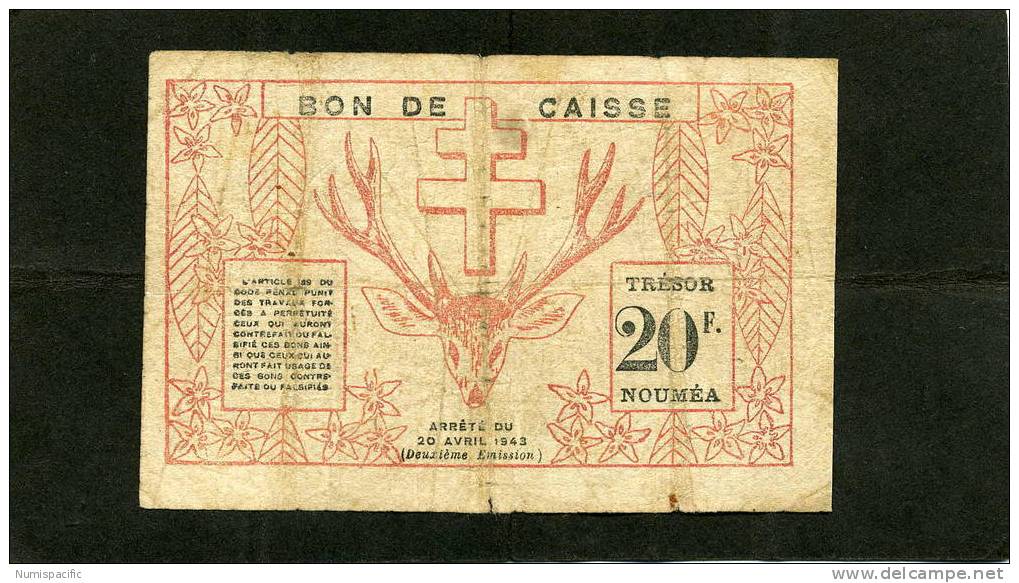 Rare 20 Francs Rouge De Nouvelle Caledonie Type II Avec Au Revers 2eme Emission !!! - Nouvelle-Calédonie 1873-1985