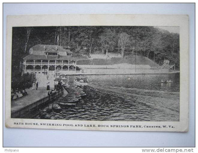 Rock Springs Park    Chester WV   Bath House Swimming Pool & Lake  1907 Cancel - Andere & Zonder Classificatie