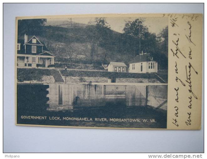 Government Lock  Monongahela River Morgantown Wv    1906 Cancel - Morgantown