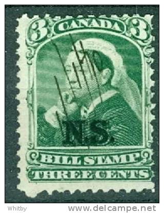 1868 Nova Scotia Bill Stamp 3 Cent #NSB4 - Usados