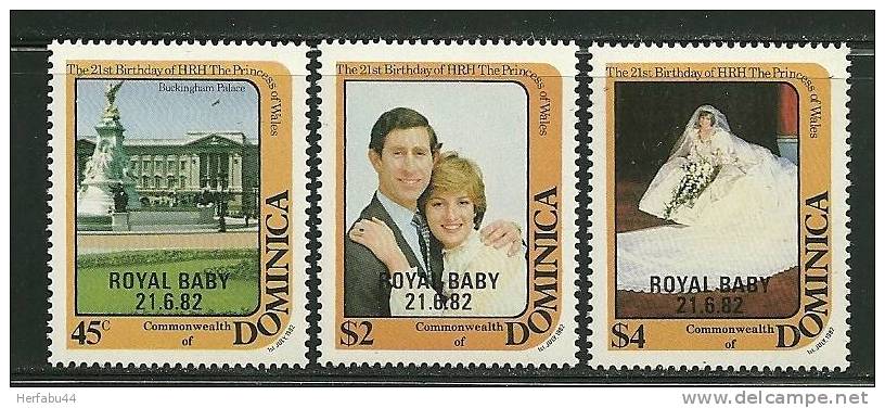 Dominica        Birth Of Princess William Overprinted         Set  SC# 782-84 MNH** - Dominica (1978-...)