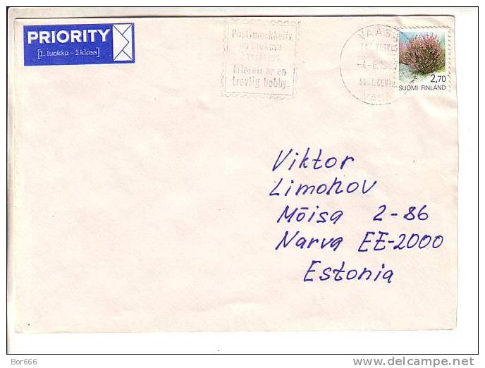 GOOD FINLAND Postal Cover To ESTONIA 1997 - Good Stamped: Flowers - Briefe U. Dokumente