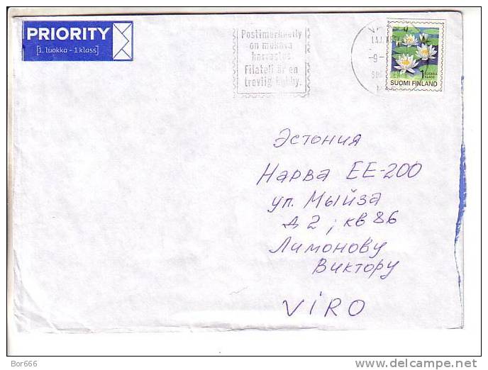 GOOD FINLAND Postal Cover To ESTONIA 1997 - Good Stamped: Flowers - Briefe U. Dokumente