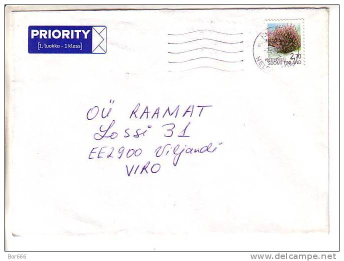 GOOD FINLAND Postal Cover To ESTONIA 1999 - Good Stamped: Flowers - Briefe U. Dokumente