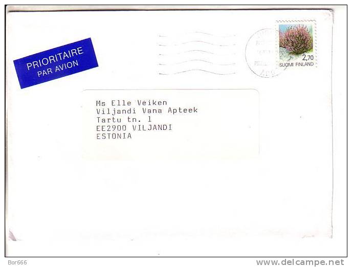 GOOD FINLAND Postal Cover To ESTONIA 1995 - Good Stamped: Flowers - Cartas & Documentos