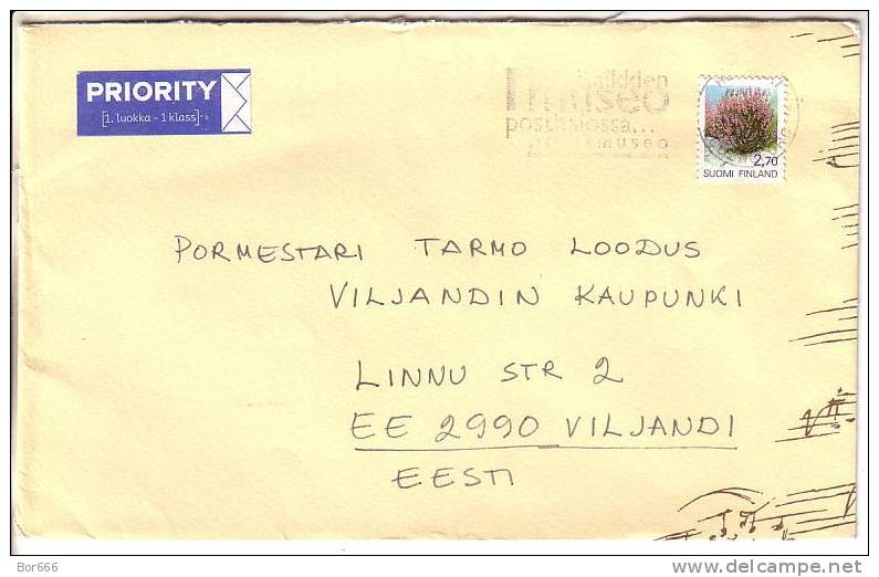 GOOD FINLAND Postal Cover To ESTONIA 1997 - Good Stamped: Flowers - Briefe U. Dokumente