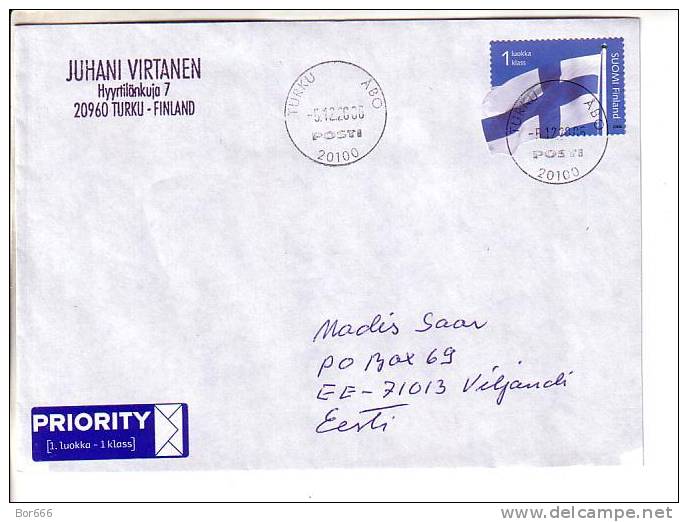 GOOD FINLAND Postal Cover To ESTONIA 2006 - Good Stamped: Flag - Briefe U. Dokumente