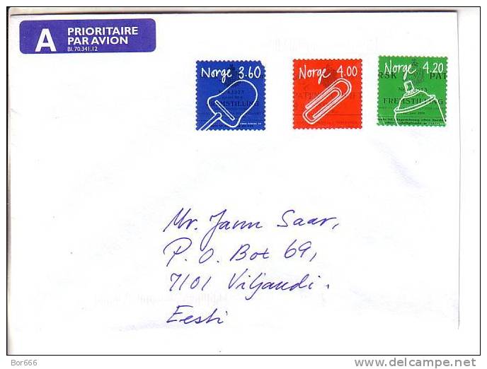 GOOD NORWAY Postal Cover To ESTONIA 2001 - Good Stamped: Patent - Covers & Documents