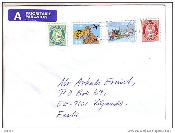 GOOD NORWAY Postal Cover To ESTONIA 2002 - Good Stamped: Posthorn ; Christmas - Briefe U. Dokumente