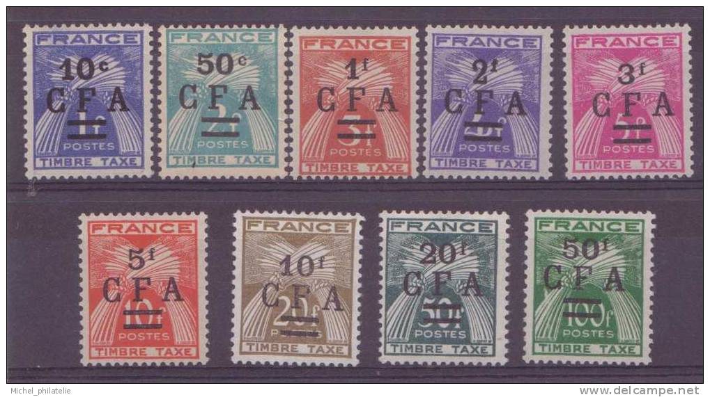 REUNION N° 36/44** TAXE NEUF SANS CHARNIERES  TIMBRES TAXE 9 VALEURS - Portomarken