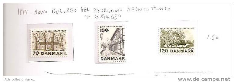 42177)n°3 Valori Serie Danimarca 1975 Anno Del Patrimonio , Architettura Europeo - Ungebraucht