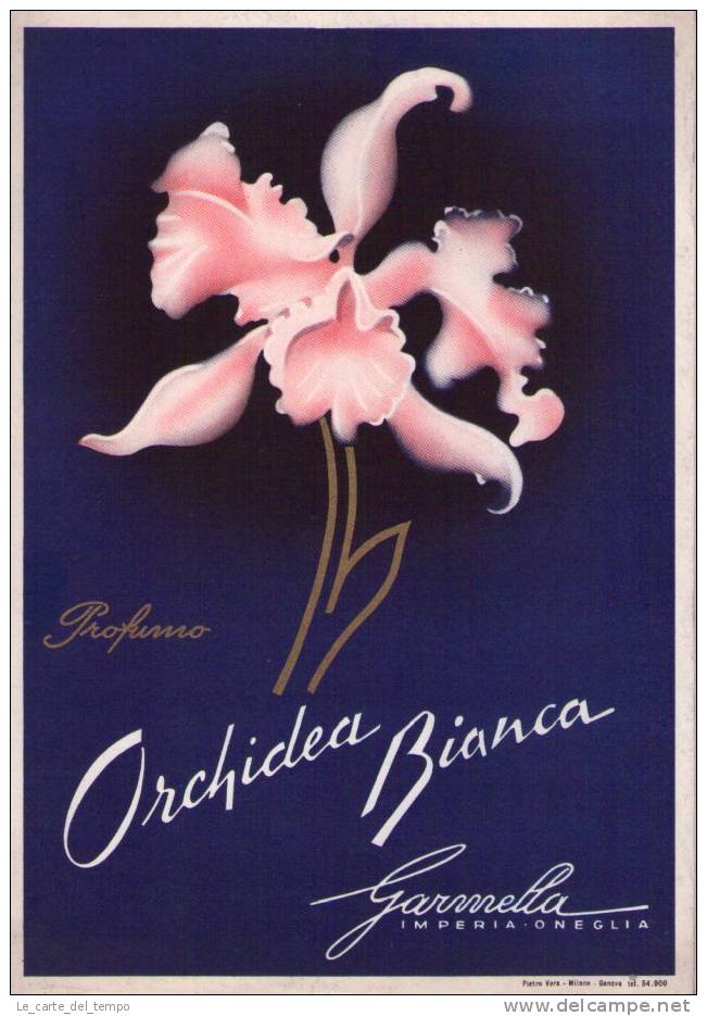 Locandina Pubblicitaria Da Banco - Profumo ORCHIDEA BIANCA - Garmella Fine Anni '40 (profumeria) - Targhe Di Cartone