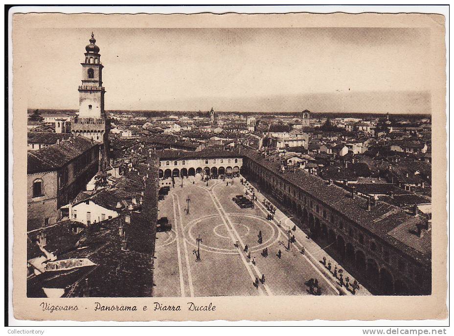 VIGEVANO - (PAVIA) -  PANORAMA E PALAZZO DUCALE - FG - NON VIAGG. ANNI 1940 - Vigevano