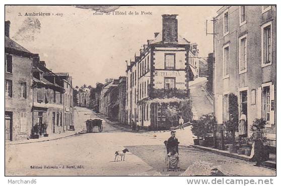 MAYENNE.AMBRIERES LES VALLEES. CARREFOUR DE L HOTEL DE LA POSTE..recu Reparé Dos Recollé Sur Carte En L Etat Voir Scan - Ambrieres Les Vallees