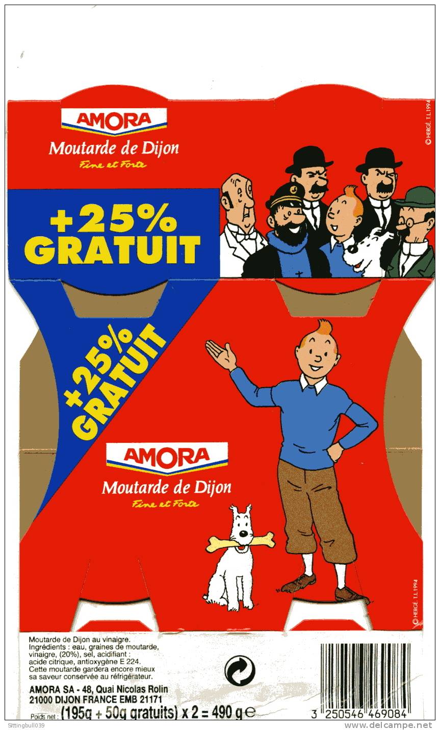 TINTIN. PUBLICITE AMORA. LA MOUTARDE QUI RELEVE LE PLAT. Hergé 1994 - Advertisement