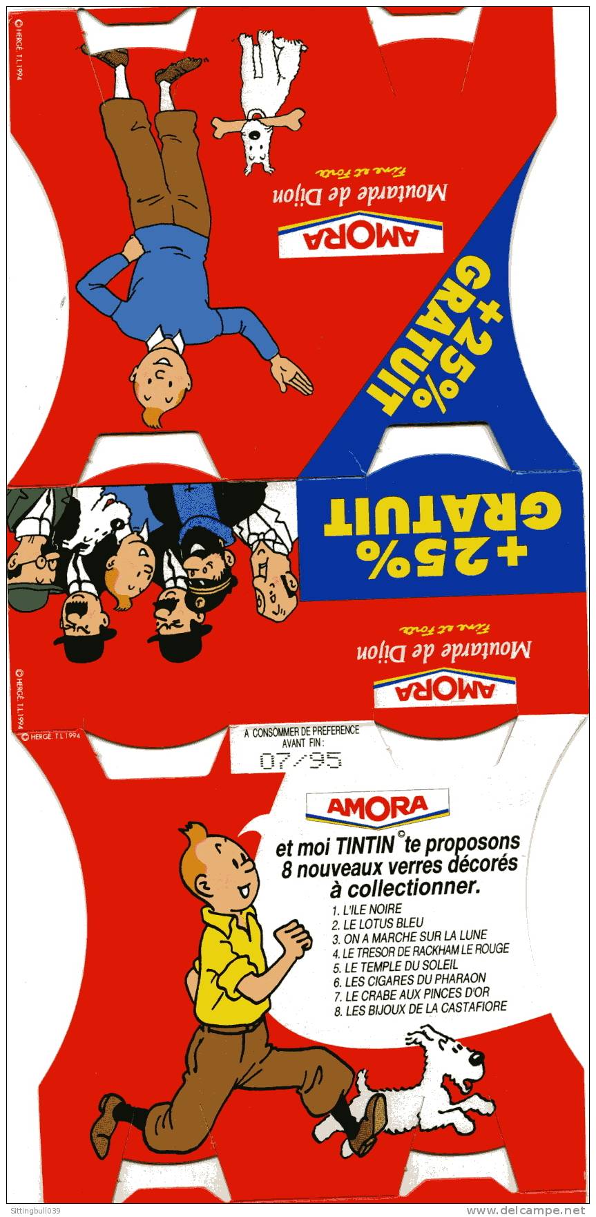 TINTIN. PUBLICITE AMORA. LA MOUTARDE QUI RELEVE LE PLAT. Hergé 1994 - Objets Publicitaires