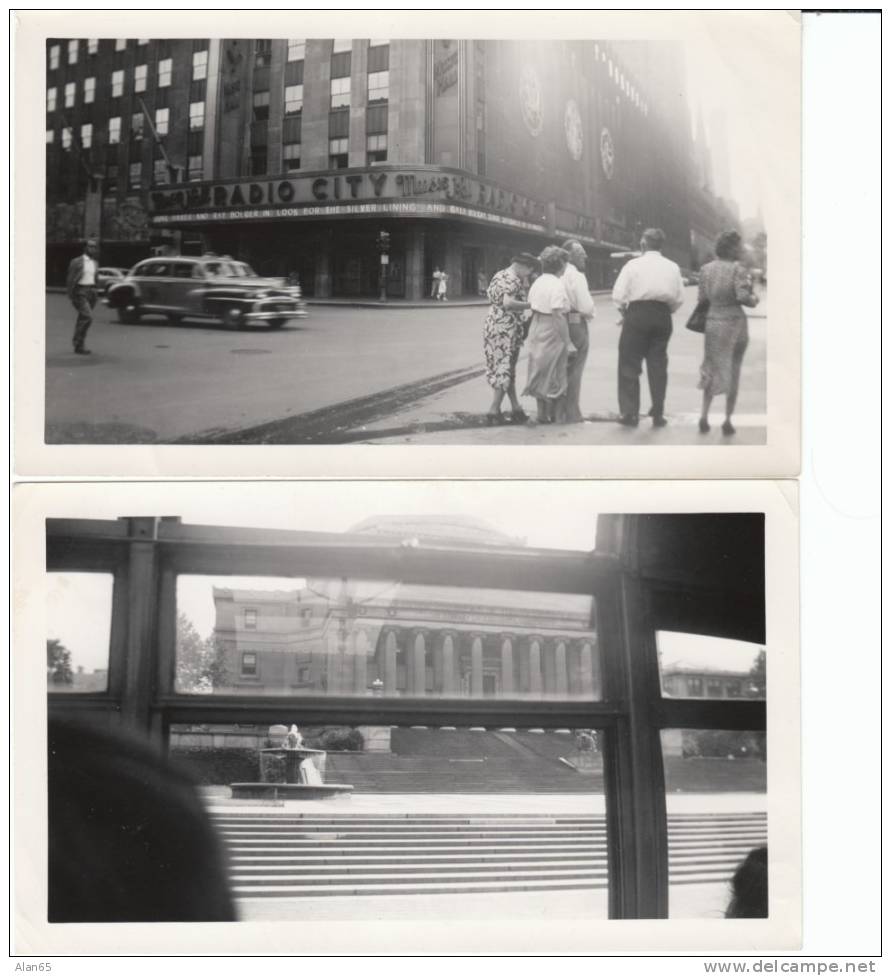 Lot Of 2 Photographs, New York City Radio City Music Hall, Public Library, 1949, Manhattan Taxi Snap-shots - Luoghi